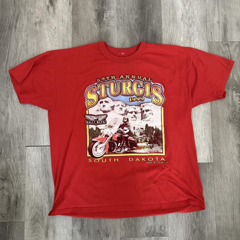 Vintage Sturgis Shirt Mens Medium/Large Red 1999 Rally Week Mount Rushmore 90s